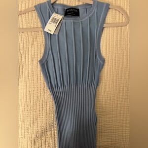 MINKPINK Light Blue Ribbed Tank Top